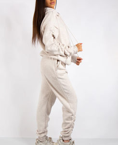 OEM/ODM 100%, traje de jogging de algodón para mujer, conjunto de pantalones y Sudadera con capucha y hombros caídos, chándal de mujer con logotipo impreso DTF personalizado - Product Image 2