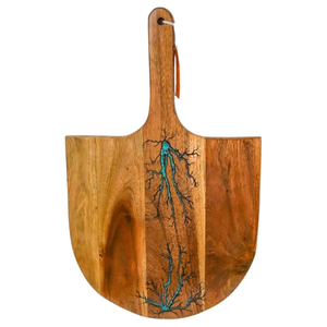 Dernière conception 2025 planche à découper en bois avec poignée en métal produit de cuisine en bois de gros planche à découper de forme ronde en bois naturel - Product Image 5