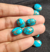 Pierre précieuse naturelle AMARA en turquoise bleue de cuivre, taille ovale, polie, pour la fabrication de bijoux, effet de changement de couleur, 3x5mm-20x30mm