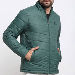 Professional Manufactured Men's Thick Puffer Jacket Casual Canvas Wear with Custom Stand Collar for Outdoor Use - Product Image 3