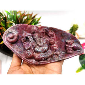 Sculpture artisanale de Ganesh en Kyanite rubis - Idole du Seigneur Ganesha en Cristaux/Pierres précieuses - Reiki/Chakra/Thérapie - 5,5 pouces et 0,40 kg - Product Image 6