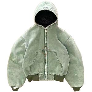 Sweats à capuche zippés pour hommes, lavage à l'acide, 100% coton, basiques, surdimensionnés, délavés, coupe ample, unisexe, vente en gros de sweats à capuche zippés lavés à l'acide - Product Image 4