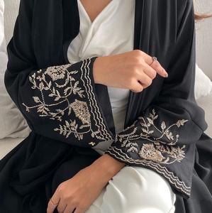 Women's Islamic Dress Saudi Abaya <b>Plus</b> <b>Size</b> Custom Embroidery Abaya Women's Abaya Turkey Muslims Dress Black <b>Kaftan</b> Front Open - Product Image 6