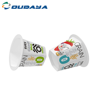 100mL forma especial IML Impresión logotipo personalizado PP taza de yogur de plástico con tapa de PET de cereales con cuchara