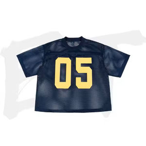 เสื้อครอปไซส์ใหญ่พิเศษเสื้ออเมริกันฟุตบอลระบายอากาศได้ดีเสื้อครอปฟุตบอลตาข่ายเซ็กซี่ - Product Image 5