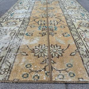 2.3x4.1 ft Small Turkish Rug, Vintage Rug, <b>Brown</b> Blue Moroccan <b>Wool</b> Rug - Product Image 5