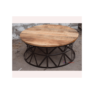 Table basse industrielle moderne personnalisée en bois massif et fer pour appartement et usage extérieur Mobilier de maison écologique - Product Image 6