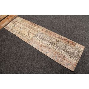 พรมวินเทจสไตล์ตุรกี ขนาด 1.8x6.6 ฟุต พรมขนาดเล็ก สีเบจลายเรขาคณิตสีรุ้ง พร้อมลวดลายดอกไม้ - Product Image 4