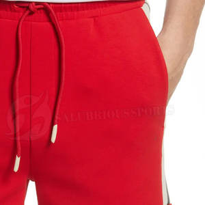 Pantalones Cortos Casuales de Verano para Hombre de Algodón/Poliéster, Color Rojo Sólido, Ecológicos, Servicio OEM, con Cordón - Product Image 4