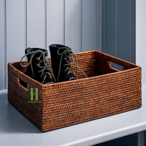BEST SELLER Panier de rangement rectangulaire en bambou tissé à la main pour l'organisation de la maison, bac décoratif naturel pour étagères ou placard, Vietnam - Product Image 2