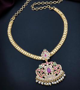 Conjunto de collar de diseñador con aspecto de piedras microchapadas de la mejor calidad a la moda con pendientes para ocasiones especiales para mujer - Product Image 2