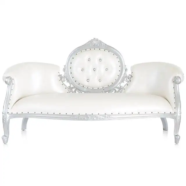 Antike Luxus Hochzeit Sofa Chaise Lounge Holz geschnitzt Gold Silber Polster Kissen Großhandel