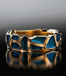 Bijoux tendance pour femmes en or 18 carats plaqué or avec diamants en forme de pierre bleue certifiés IGI - Product Image 1