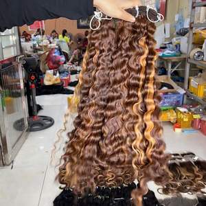 Highlight Color Cheveux bruts bouclés birmans 100% Extensions de cheveux humains vietnamiens - Product Image 5