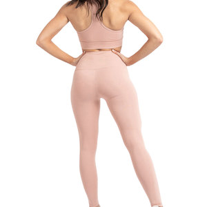 Sujetador de color melocotón, 2 uds., sujetador de gimnasio, conjuntos de Yoga, camiseta sin mangas, conjunto de Yoga acanalado, ropa deportiva para gimnasio, conjuntos de Fitness, Fitness, traje de 2 piezas - Product Image 5