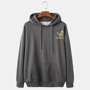 เสื้อฮู้ดสวมหัวสำหรับผู้ชายผ้าฝ้าย100% กันรอยยับโอเวอร์ไซส์ออกแบบโลโก้ได้ตามต้องการแบบกำหนดเองผ้าฟลีซสีพื้น - Product Image 1