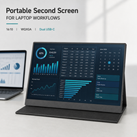Moniteur portable pour ordinateur portable 16 pouces 2.5K IPS 16:10, écran externe double USB C pour le travail, les affaires et les voyages