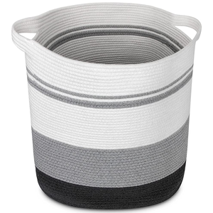 Panier de rangement en corde de coton fait main biodégradable grand intérieur Wiwin article décoratif pour la maison matériau naturel fabriqué en jonc de mer jardin - Product Image 3