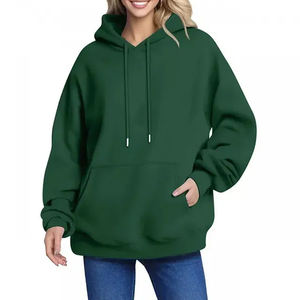 Sudadera con capucha de mujer de 450gsm de peso pesado de alta calidad para Otoño Invierno bordado Top de lana de bolsillo de gran tamaño - Product Image 4
