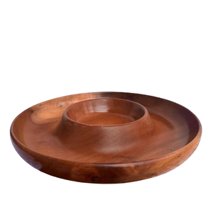 Plat de service en bois pour chips et trempettes, plateau à collations, centre de table, décoration de table, vaisselle avec bol à sauce - Product Image 3