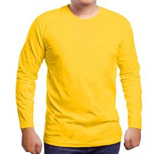 Camisetas de Manga Larga para Hombre, Color Amarillo Liso, Personalizadas al por Mayor, OEM, de Alta Calidad, Transpirables, Casuales, de Franela, Spandex/Poliéster - Product Image 1