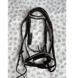 Cheval Nouveau Cob Brown Bride/Rênes continentales Rembourrage de couleur verte Coutures contrastées - Product Image 1