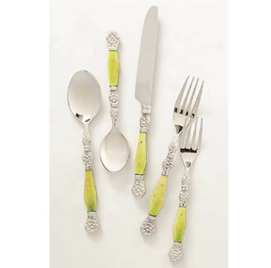 Ensemble de couverts de mariage en acier inoxydable avec poignée en os Ensemble de couverts en métal écologique de 5 pièces durable et élégant pour les cadeaux - Product Image 3