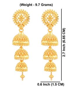 Fournisseur de boucles d'oreilles Jhumka de mariage indien en plaqué or Boucles d'oreilles florales Patten Ensemble de bijoux indien pour femmes en gros - Product Image 4