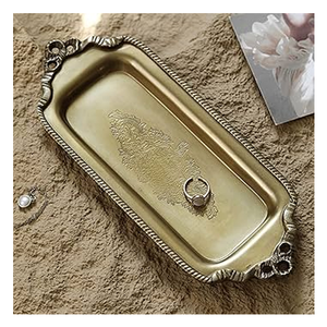 Superior Quality Luxury Metal Dessert Fruit Food Arabic <b>Gold</b> <b>Tray</b> Serving <b>Gold</b> Decor <b>Trays</b> for Homes In New Design Engraving - Product Image 3