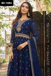 Heavy Indian Traditional Wear Pure Georgette con bordado pesado Zari Sequence Work and Sleeve Anarkali Vestidos con Dupatta - Product Image 2