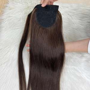 Cola de caballo 100% cabello humano virgen no Remy máquina recta Natural doble trama vietnamita un donante todos los colores adecuados - Product Image 1