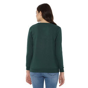 Sweat à capuche pour femme de haute qualité avec col rond à manches longues vert foncé-Design personnalisé et marque pour la saison hivernale - Product Image 2