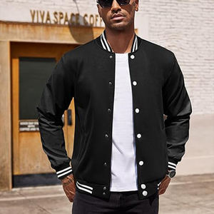 Veste universitaire décontractée pour lycéens, en cuir épais, à manches longues, avec broderie et patchwork, personnalisable en gros - Product Image 6