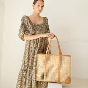 Sac en paille et cuir pour femme, grand sac de shopping, sac de plage avec doublure, fabrication OEM au Vietnam - Product Image 2