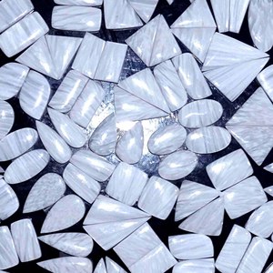 Paire de Scolecite blanche naturelle Fournisseur de pierres précieuses en vrac Inde Prix de gros Cabochon de haute qualité Fabrication de bijoux en pierres précieuses - Product Image 1