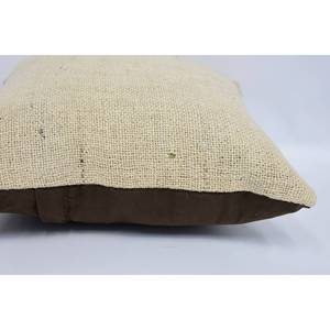 Coussin Kantha en laine beige à rayures subtiles de 18x18 pouces Coussin décoratif tissé moelleux vintage de luxe pour literie ou sol - Product Image 5
