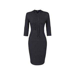 Sudadera con Capucha de Invierno para Mujer, Diseño Nuevo, Tejida, Gruesa, Manga Larga, 100% Algodón, Negra, Felpa Francesa, OEM - Product Image 4