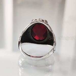Anillo de Piedra Natural para Hombre, Piedra Preciosa de Granate Rojo Natural, Piedra Natal de Enero, Todos los Tamaños, Joyería Pesada para Fiesta, Anillo de Plata Esterlina 925 - Product Image 6