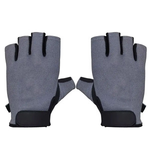 Guantes de gimnasio de medio dedo con logotipo de color personalizado unisex, protección de media palma para entrenamiento de cuero pesado para levantamiento de pesas, deportes de fitness - Product Image 5