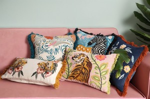 Decorative Bohemian 45x45 Cm Sofa <b>Back</b> <b>Support</b> Giraffe Embroidered Cotton Square Cushion Covers at Best Prices - Product Image 4