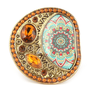 Bague fantaisie en pierre pour femme - Dorée - Moutarde - Product Image 2