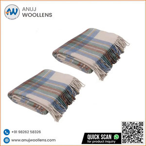 Manta de lana azul silenciada Stewart suave de diseño de lujo superventas de venta directa de fábrica - Product Image 2