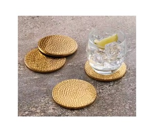 Wholesale Factory Supply Set of 4 6 Shiny Gold Plated <b>Round</b> 20mm Flat Solid Brass Coasters <b>Table</b> <b>Mat</b> Usage by Manufacturer - Product Image 6