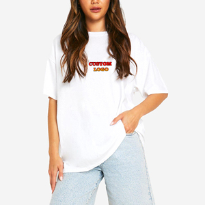 Nouveau arrivé 2025 100% coton streetwear surdimensionné goutte épaule 300GSM poids lourd respirant solide blanc couleur dames t-shirt - Product Image 1