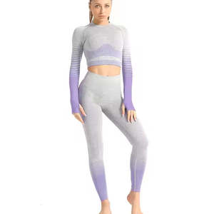 ชุดโยคะไร้ตะเข็บสำหรับผู้หญิงชุดฝึกเล่นกีฬาออกกำลังกายในยิมชุดเล่นฟิตเนส2ชิ้นออกแบบโลโก้ได้ตามต้องการ - Product Image 6