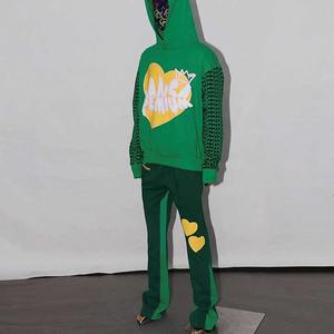 Chándal reflectante de algodón de marca personalizada para hombre, 2 uds., sudadera con capucha y pantalón grueso de calidad superior para hombre, chándal para invierno - Product Image 1