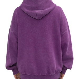 Sweat-shirt à capuche surdimensionné en molleton doux, lavage à l'acide violet, finition vintage, streetwear, vêtements d'hiver pour hommes et femmes - Product Image 4