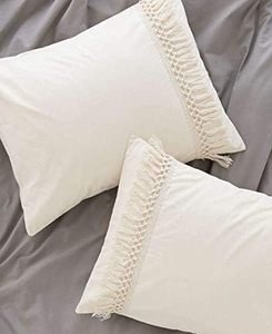 Ensemble de housse de couette Boho 100% coton avec glands élégants literie blanche motif solide pour la maison hôtel mariage ferme hôpital utilisation - Product Image 5