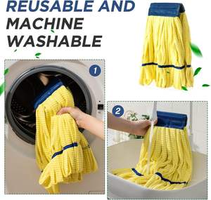 Têtes de serpillière tubulaires en microfibre, usage intensif, commercial, industriel, lavables en machine, à extrémité bouclée, réutilisables, auto-essorage - Product Image 5