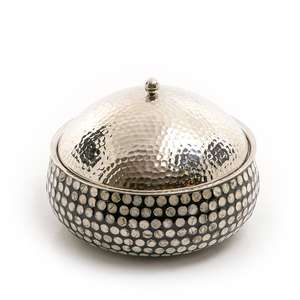 Pot chaud de serveur de casseroles d'acier inoxydable de double paroi de finition de noix de forme ronde de vente chaude - Product Image 6